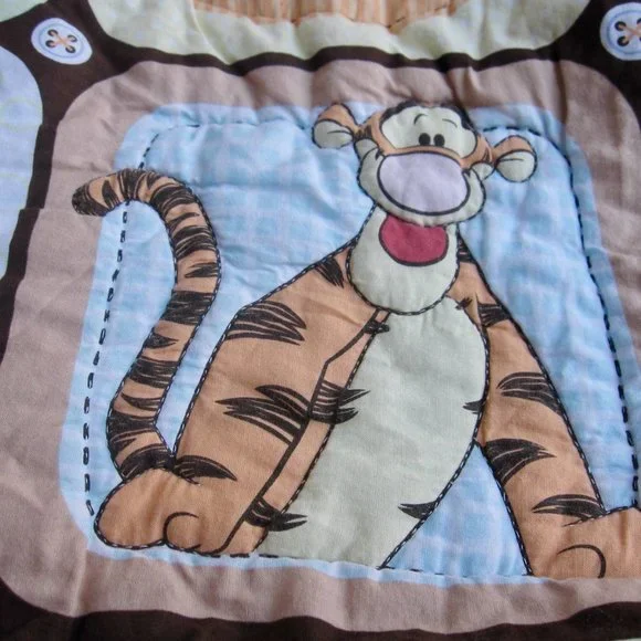 Vintage 90s Disney Winnie the Pooh Baby Comforter Patchwork Design Piglet Tigger